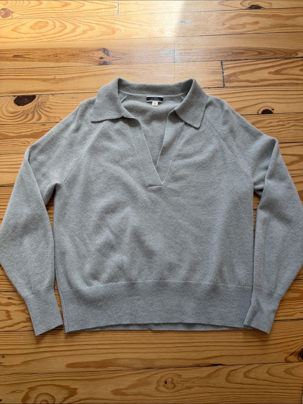 J. Crew Light Blue/Gray Cashmere V-Neck Sweater